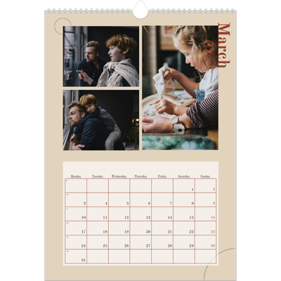A3 photo calendars — Asymmetrical text [March]