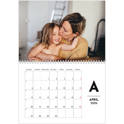 A4 Double Photo Calendar — Letter spotlight [April]