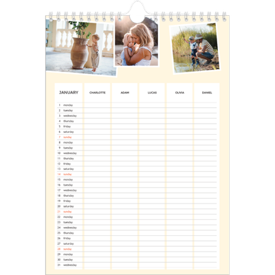 A4 Family Planner — Modern Planner - Family of 5 [January]