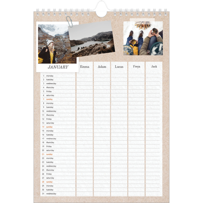 A4 Family Planner — Crafted Planner - Family of 5 [January]