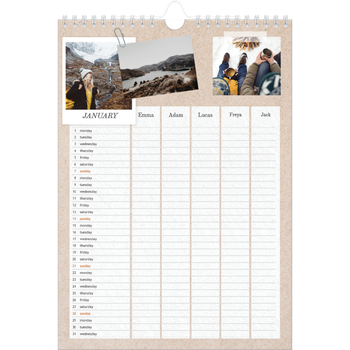 A4 Photo Calendar — Crafted Planner - Family of 5