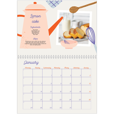 A4 Double Photo Calendar — Year in recipes [January]