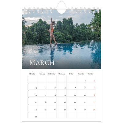 A5 Photo Calendar — Simple serif [March]