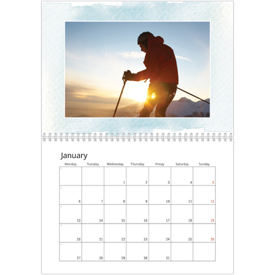 A4 Double Photo Calendar — Watercolour backgrounds [January]