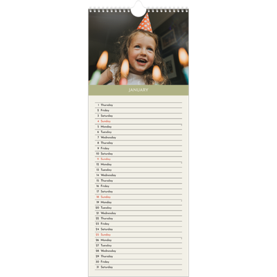 Slim Calendar  — Pastel chapters [January]