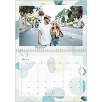 A4 Double Photo Calendar — Watercolour spots
