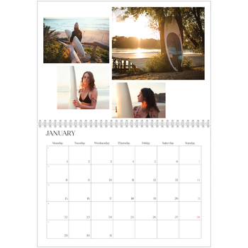 A4 Double Photo Calendar — Surfing sunsets