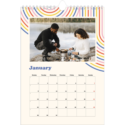 A4 Photo Calendar — Retro stripes [January]