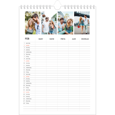 A4 Family Planner — Simple Planner - Family of 5 [February]