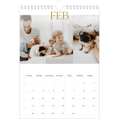 A4 Photo Calendar — Big gold text [February]