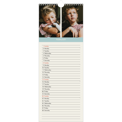 Slim Calendar  — Pastel chapters [February]