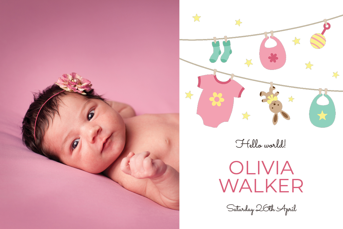 Invitations — Pink baby clothes