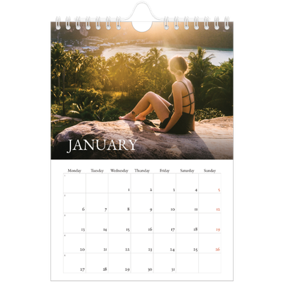 A5 Photo Calendar — Simple serif [January]