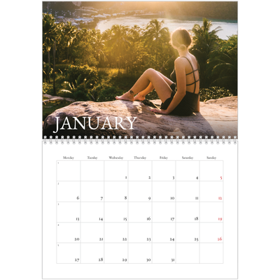 A4 Double Photo Calendar — Simple serif [January]