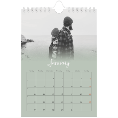 A5 Photo Calendar — Misty green [January]
