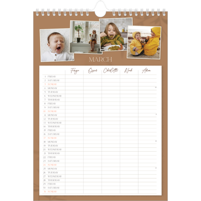 A4 Family Planner — Down to earth Planner - Family of 5 [March]