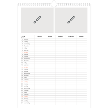 A3 Photo Calendar — Design your own planner - Family of 5