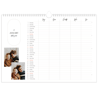 Family Planners A3 Landscape — Making plans Planner - Family of 5 [January]