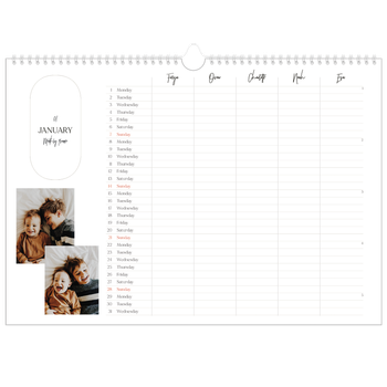 A3 Landscape Photo Calendar — Making plans Planner - Family of 5