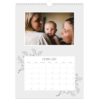 A3 photo calendars — Hand drawn flowers [February]