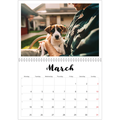 A4 Double Photo Calendar — Handwritten [March]