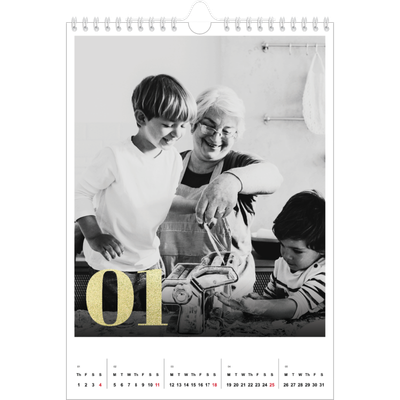 A4 Photo Calendar — Large glitter numbers [January]