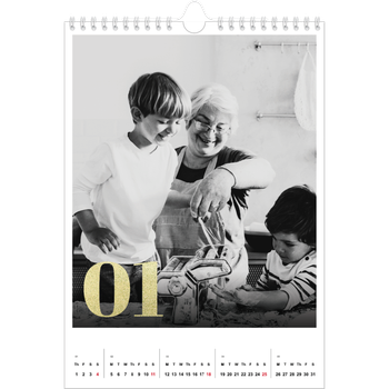A4 Photo Calendar — Large glitter numbers