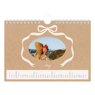 A5 Landscape Photo Calendar — Kraft and bow [cover]