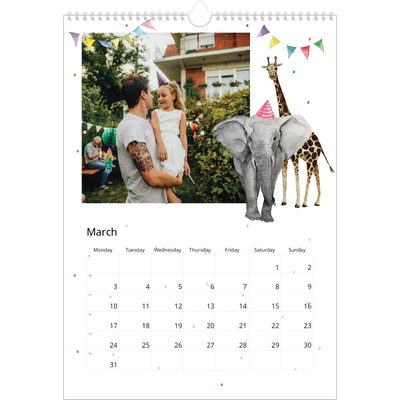 A3 photo calendars — Watercolour animals [March]