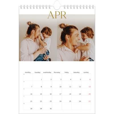 A4 Photo Calendar — Big gold text [April]