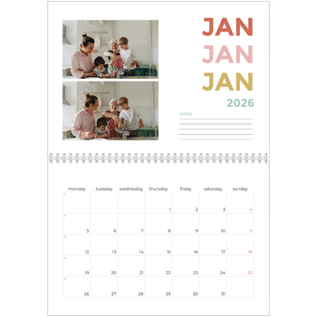 A4 Double Photo Calendar — Colourful type