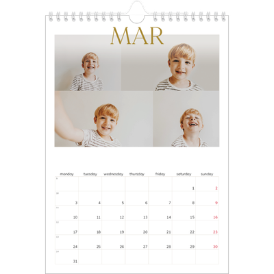 A4 Photo Calendar — Big gold text [March]