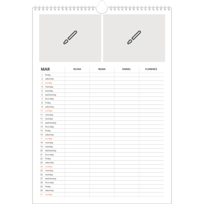 A3 Family Planner — Design your own planner - Family of 4 [March]