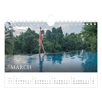A5 Landscape Photo Calendar — Simple serif [March]