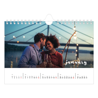 A5 Landscape Photo Calendar — Simple script [January]