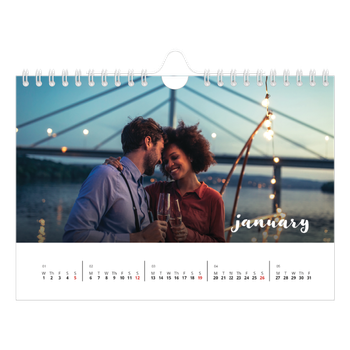 A5 Landscape Photo Calendar — Simple script