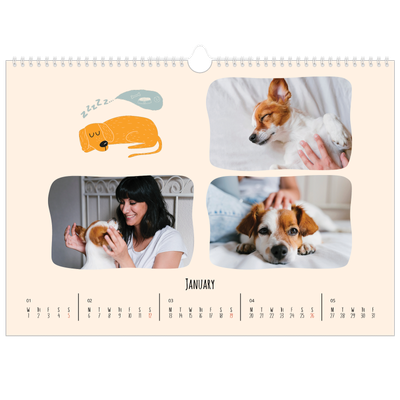 A3 Photo Calendar — Dog paws and doodles [January]