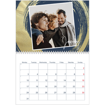 A4 Double Photo Calendar — Gold brush backgrounds