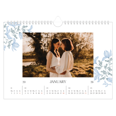 A4 Landscape Photo Calendar — Elegant floral [January]
