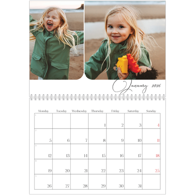 A4 Double Photo Calendar — Snapshots and script [January]