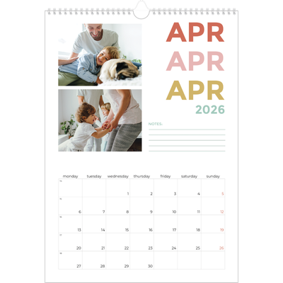 A3 photo calendars — Colourful type [April]