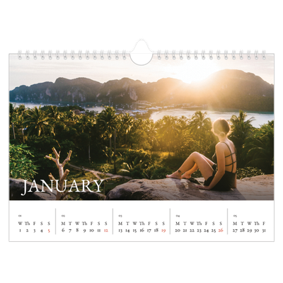 A4 Landscape Photo Calendar — Simple serif [January]