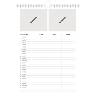 A4 Family Planner — Design your own planner - Family of 3 [February]