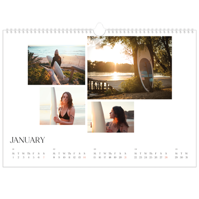A3 Photo Calendar — Surfing sunsets [January]