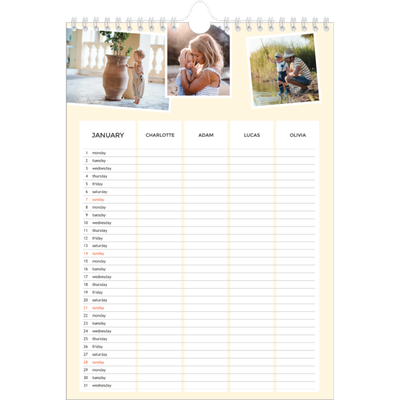 A4 Family Planner — Modern Planner - Family of 4 [January]