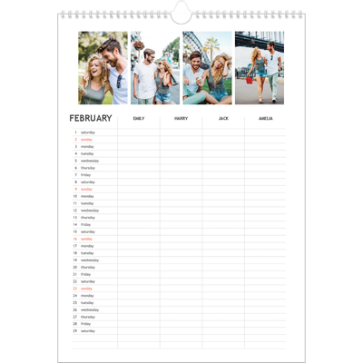 A3 Family Planner — Simple Planner - Family of 4 [February]