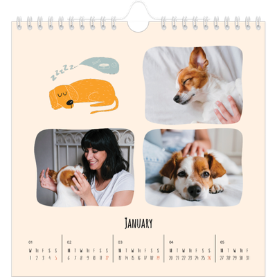 Square calendars  — Dog paws and doodles [January]