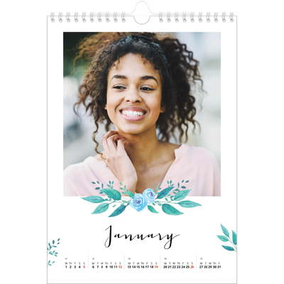 A4 Photo Calendar — Flower illustrations [January]