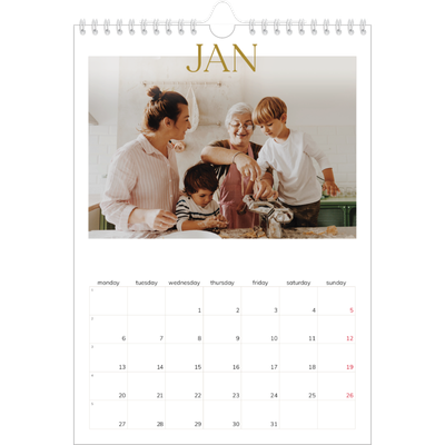 A4 Photo Calendar — Big gold text [January]