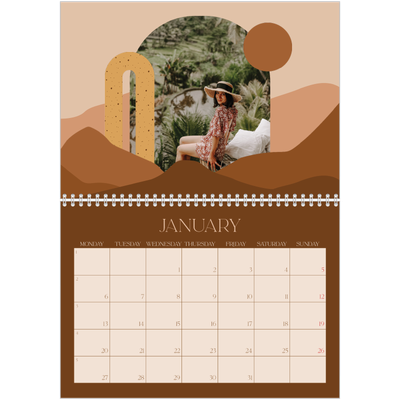 A4 Double Photo Calendar — Neutral mountains [January]